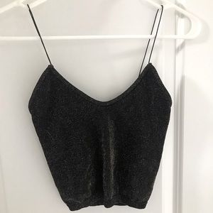 Free people crop top - black with gold shimmer